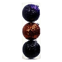 4.75" Orange, Black & Purple Sequin Plastic Ball Ornament Set by Ashland®