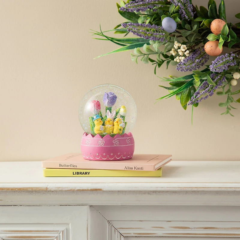 Glitzhome® 5" Easter Chick Family Waterglobe