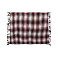Hello Honey® 60" Red & Green Gingham Brushed Cotton Flannel Throw with Fringe