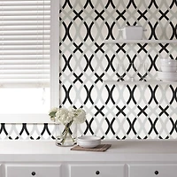 NuWallpaper Black & Silver Lattice Peel & Stick Wallpaper