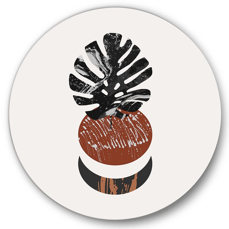Designart - Abstact Minimal Sun, Moon & Tropical Palm Leaf II