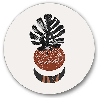 Designart - Abstact Minimal Sun, Moon & Tropical Palm Leaf II