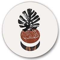 Designart - Abstact Minimal Sun, Moon & Tropical Palm Leaf II