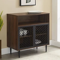 Walker Edison 32" Dark Walnut Modern Slanted Metal Door Accent Cabinet