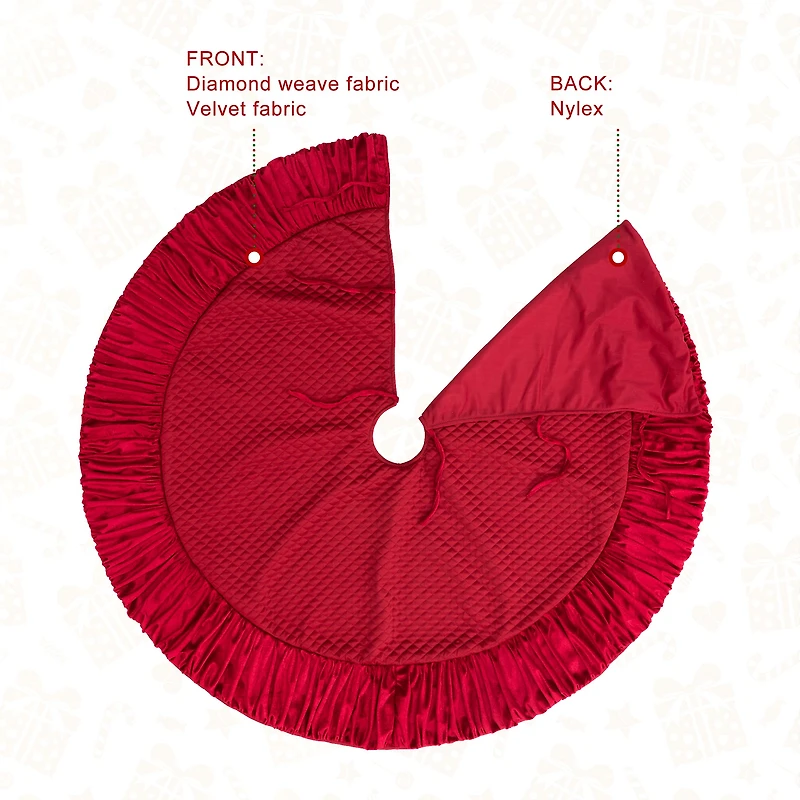 Glitzhome® Deluxe Velvet Ruffled Christmas Tree Skirt