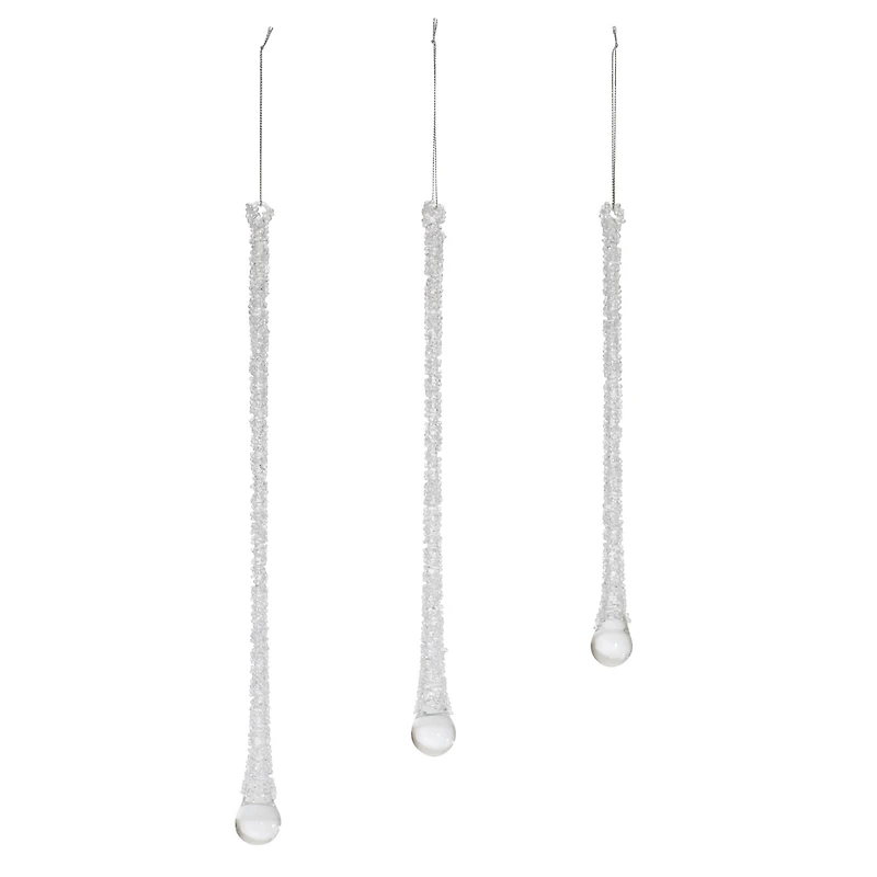 Clear Beaded Glass Icicle Drop Ornaments Set