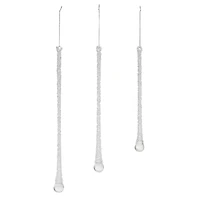Clear Beaded Glass Icicle Drop Ornaments Set