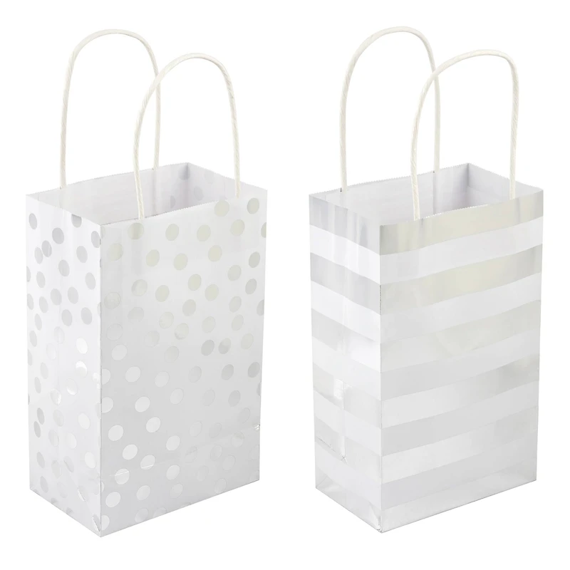 Silver Polka Dot & Stripe Gift Bag Value Pack by Celebrate It™