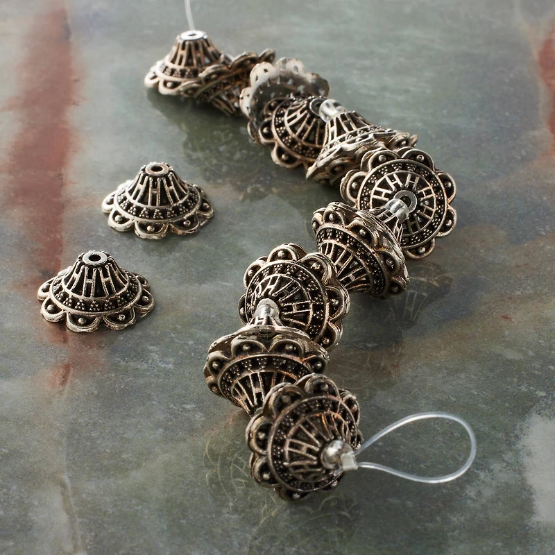Silver Metal Cap-shaped Beads, 18mm by Bead Landing™