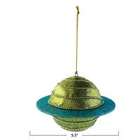Hello Honey® 5.5" Green Beaded Planet Round Plastic Ornament