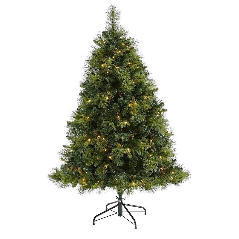 5ft. Pre-Lit North Carolina Mixed Pine Artificial Christmas Tree, Warm White LED Lights
