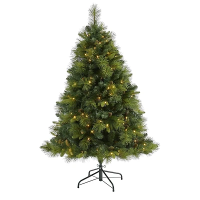 5ft. Pre-Lit North Carolina Mixed Pine Artificial Christmas Tree, Warm White LED Lights
