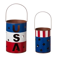 Glitzhome® Metal Patriotic American Bucket Set