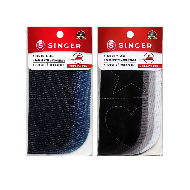 SINGER® Denim & Solid DIY Iron-On Fabric Patch Kit with 2 Bonus Stencils