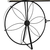 56" Cream Metal Floral Plantstand