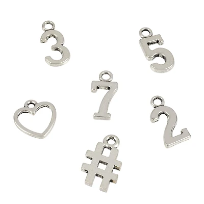 Silver Metal Number Beads by Bead Landing™