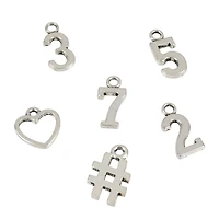 Silver Metal Number Beads by Bead Landing™