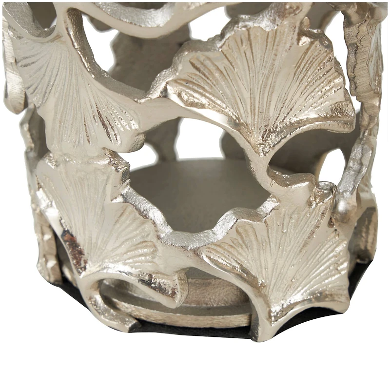Silver Aluminum Vase with Gingko Leaf Design Set