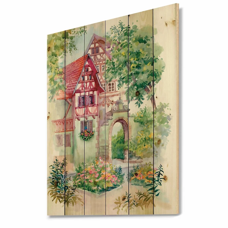 Designart - Red Rustic House In The Country Side