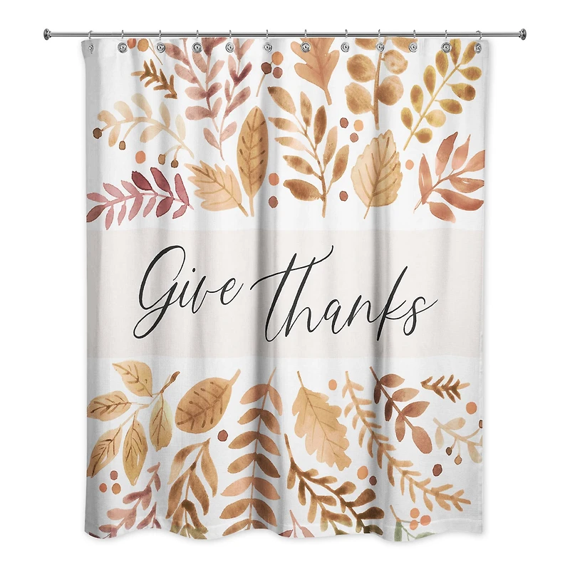 Give Thanks Fall Floral Shower Curtain