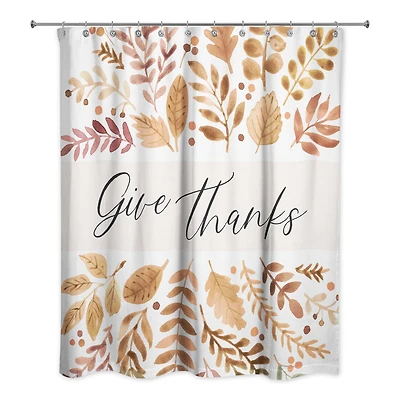 Give Thanks Fall Floral Shower Curtain