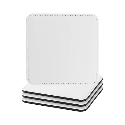 Craft Express White Square PU Leather Coasters, 4ct.