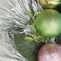 Snowy Pine & Ornament Spray