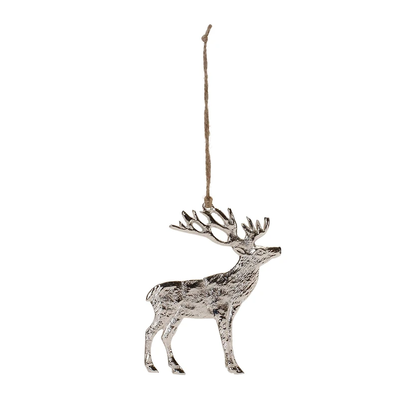 5" Rustic Silver Metal Deer Ornaments, 12ct.