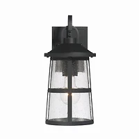 Hello Honey® Nantucket Matte Black Coastal Metal & Glass Wall Mounted Outdoor Lantern Light