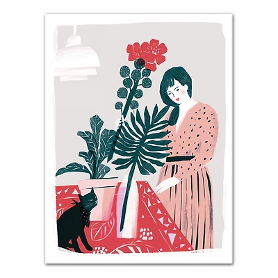 Lady with Plants Canvas Wall Art