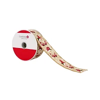 1.5" x 30ft. Santa Gnomes Wired Faux Linen Ribbon by Celebrate It®