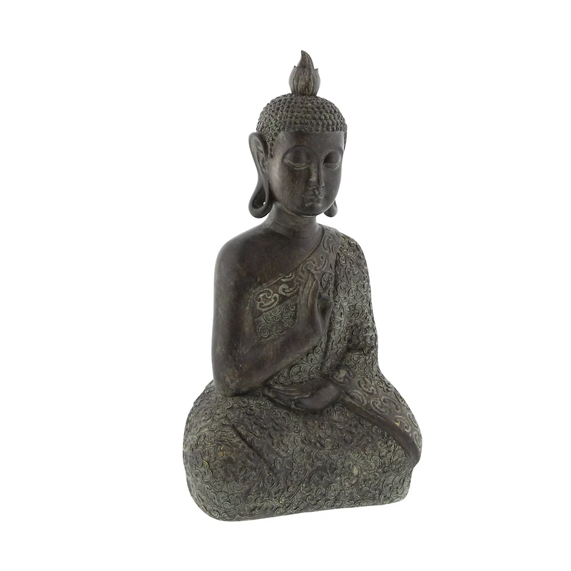 17" Brown Bohemian Polystone Buddha Sculpture