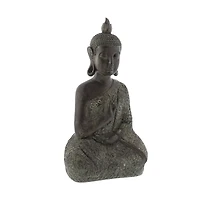 17" Brown Bohemian Polystone Buddha Sculpture