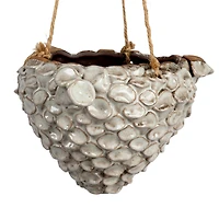 Hello Honey® 7.5" Ivory Hanging Stoneware Seashell Planter with Rope