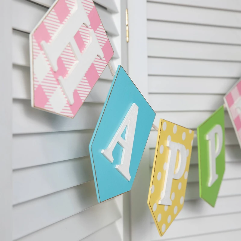 Glitzhome® 6.5ft. Wooden Happy Easter Garland