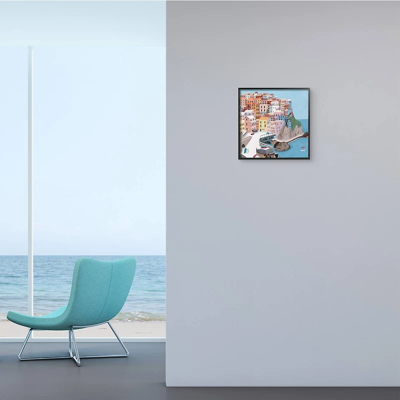 Stupell Industries Cliffside City Skyline Seaside Urban Architecture,12" x 12"