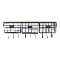 DII® 30" Black Farmhouse Wire Wall Organizer with Hooks