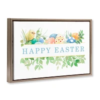 Stupell Industries Floral Happy Easter Floater Framed Art