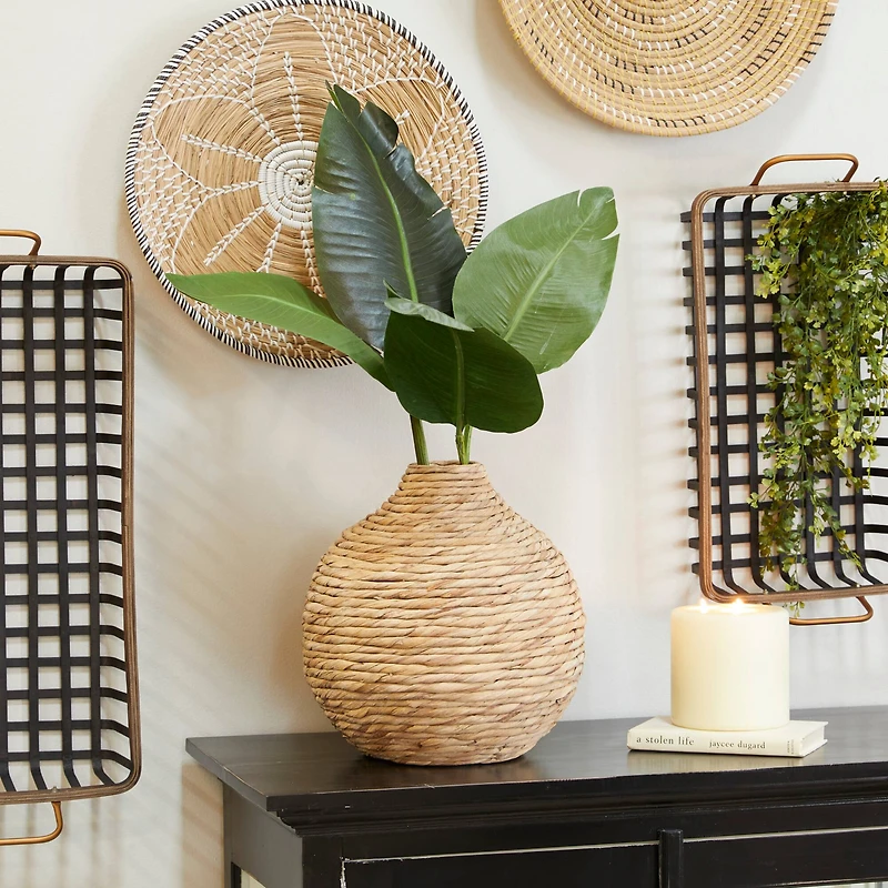 The Novogratz Brown Seagrass Bohemian Vase, 14" x 14" x 14"