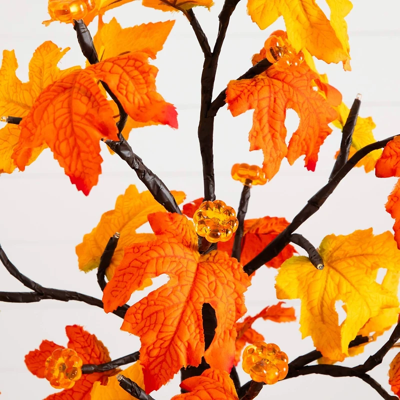 2ft. Pre-Lit Autumn Maple Artificial Fall Tree with 24 Warm White LED Lights and Detachable Base