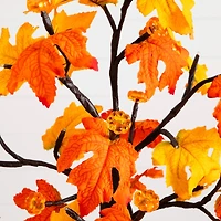 2ft. Pre-Lit Autumn Maple Artificial Fall Tree with 24 Warm White LED Lights and Detachable Base