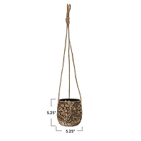 Hello Honey® 5" Brown Hanging Stoneware Planter with Rope