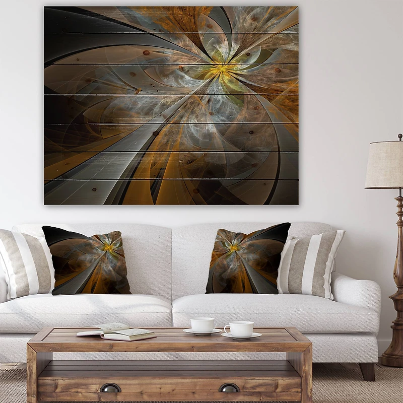 Designart - Symmetrical Yellow Fractal Flower