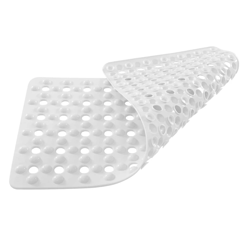 White Non-Slip Bubble Texture Bath Mat