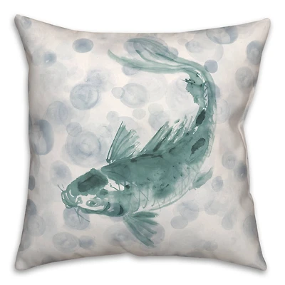 Koi with Bubbles Throw Pillow