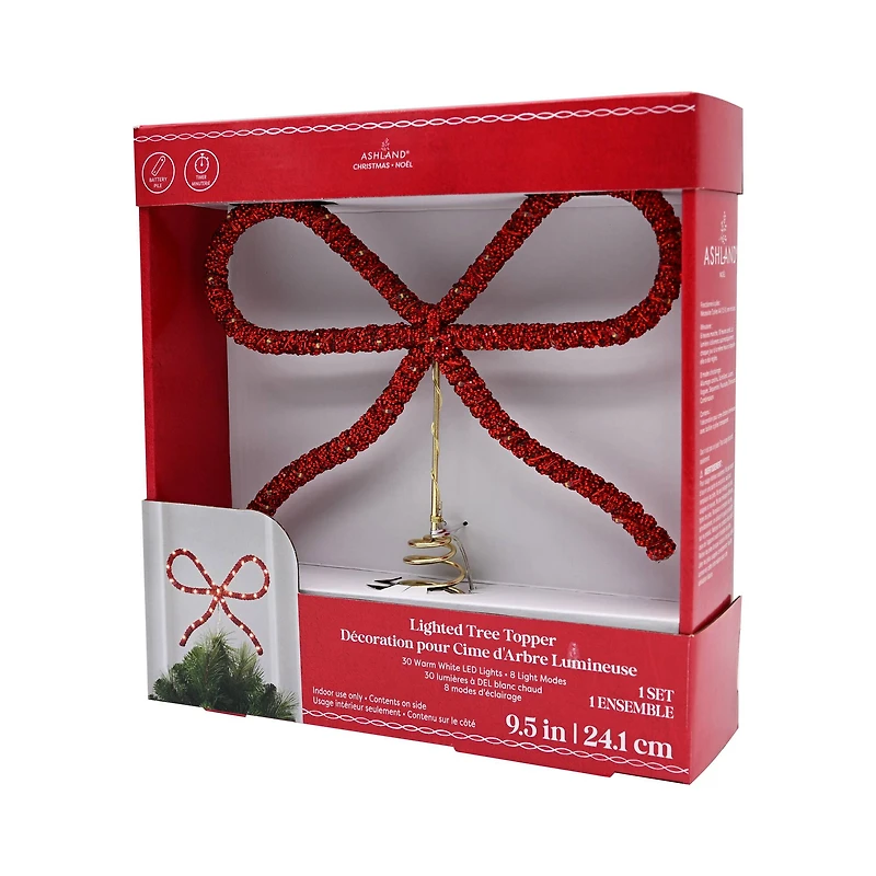 9.5" Red Rhinestone Bow Lighted Tree Topper by Ashland®