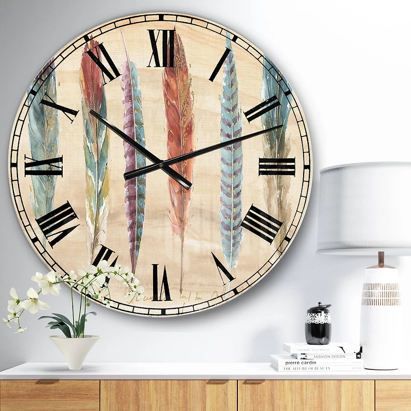 Designart Feathers Wall Clock