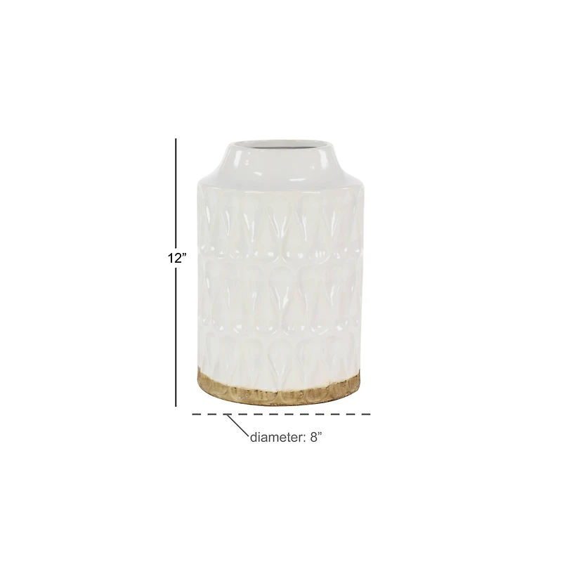 White Porcelain Contemporary Vase, 8" x 12"