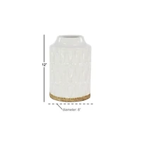 White Porcelain Contemporary Vase, 8" x 12"