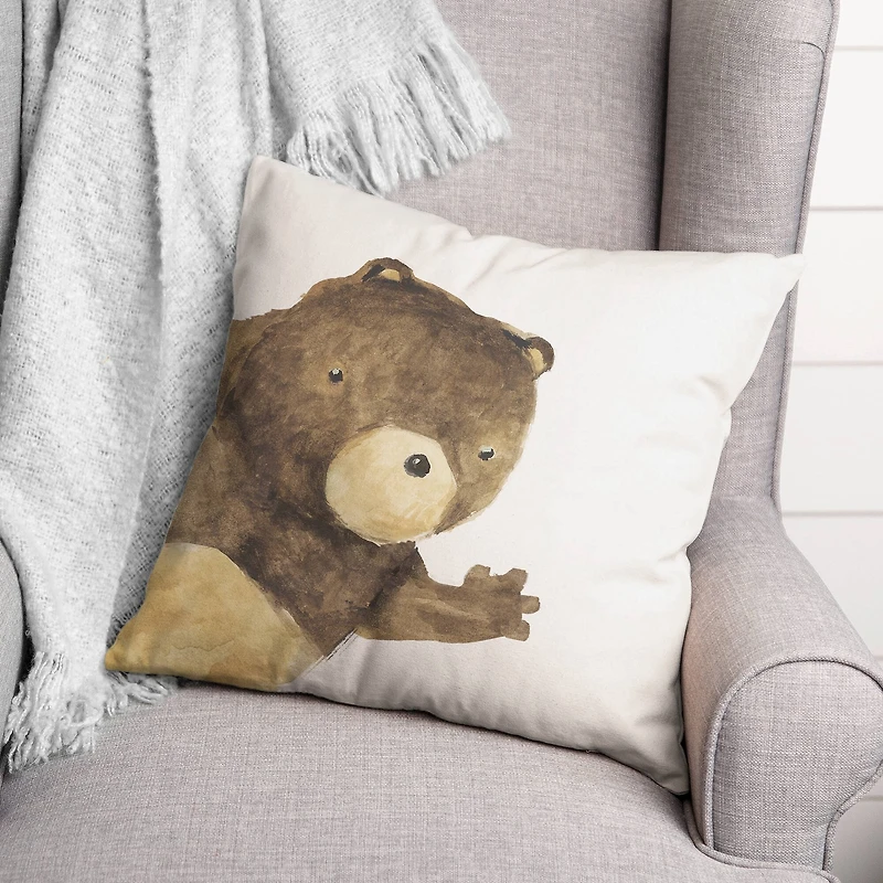 Hello Bear Waving 18" x 18" Indoor/Outdoor Pillow
